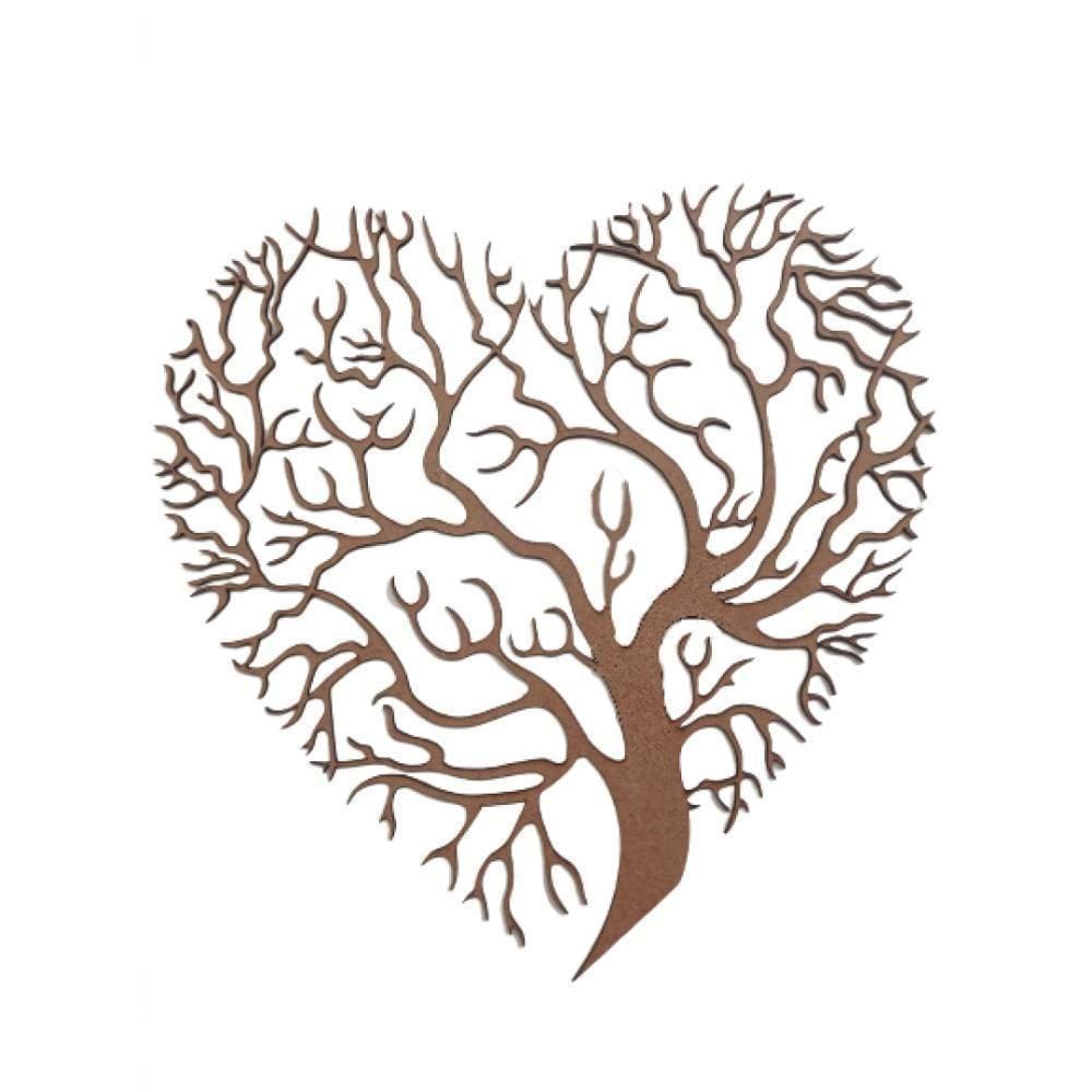 Arvore Coração Em Mdf Natural [f031]