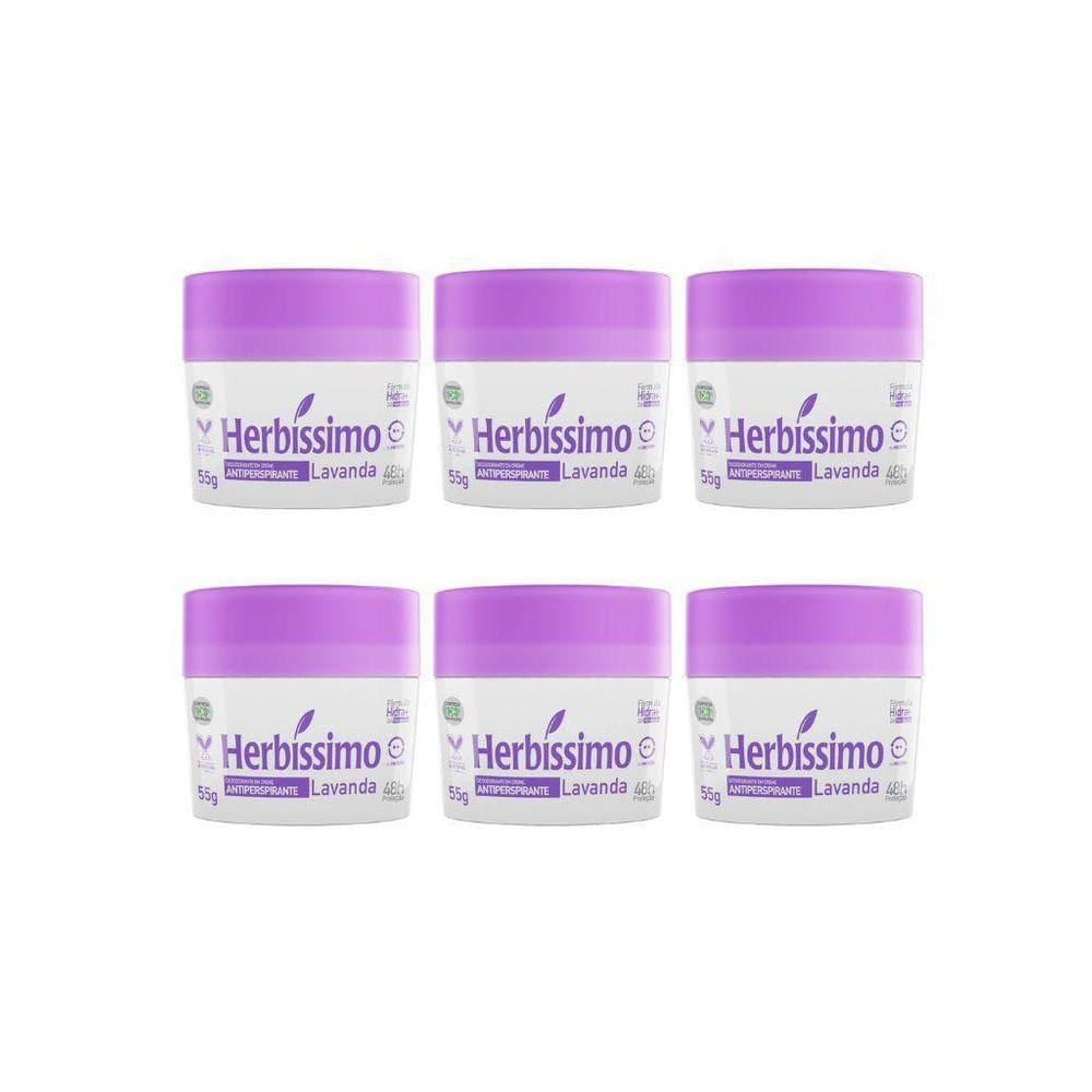 Desodorante Creme Herbíssimo 55G Lavanda - Kit Com 6Un