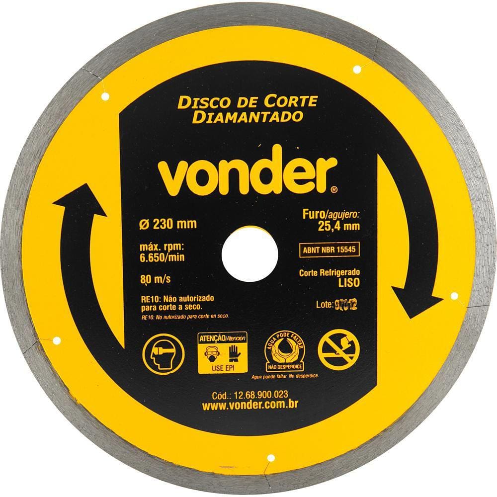 Disco Diamantado 230Mm Liso - Vonder