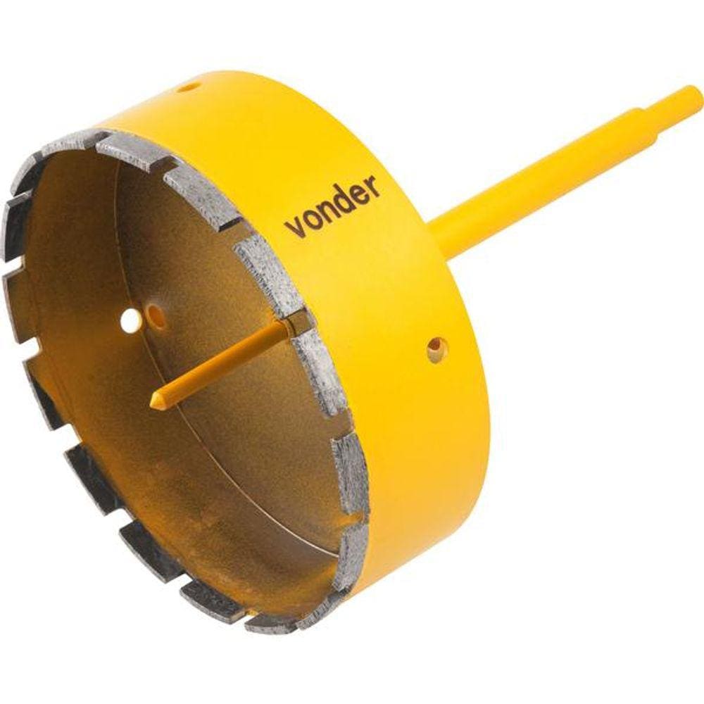 Serra copo diamantada 165mm com haste e pino guia - Vonder