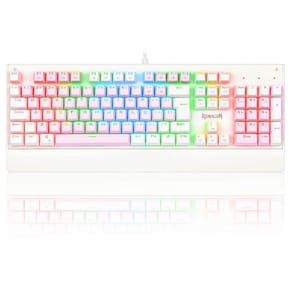 Teclado Mecânico Gamer Redragon Kala, RGB, Switch Outemu Blue, ABNT2, Rosa e Branco