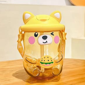 Garrafa Plástica Transparente Formato de Ursinho C/ Alça | Fofo | Fofura | Urso | Resistente