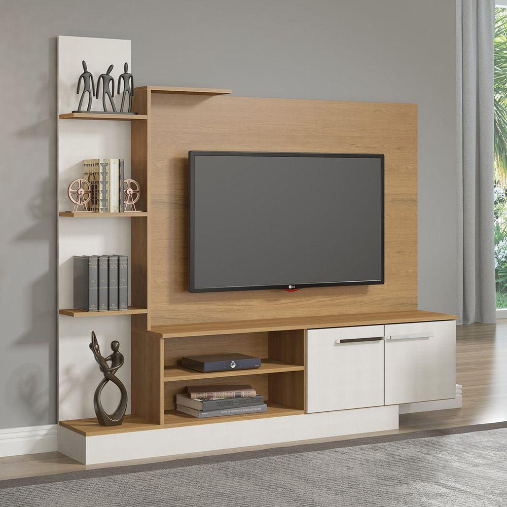 Estante Home para TV até 50 Pol. 165x155Cm 2 Portas MDP Carvalho Branco