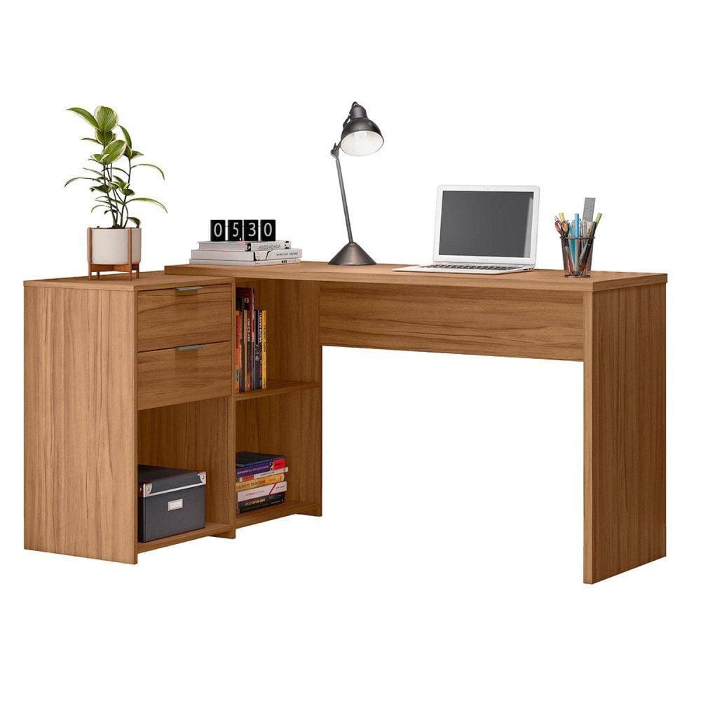 Mesa de Escritório em L 2 Gavetas 3 Nichos Office | Casas Bahia