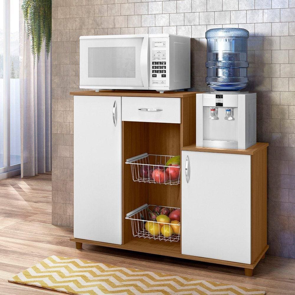 Fruteira Multiuso 2 Portas 1 Gaveta 2 Cestas Diva Freijo Trend/Branco New