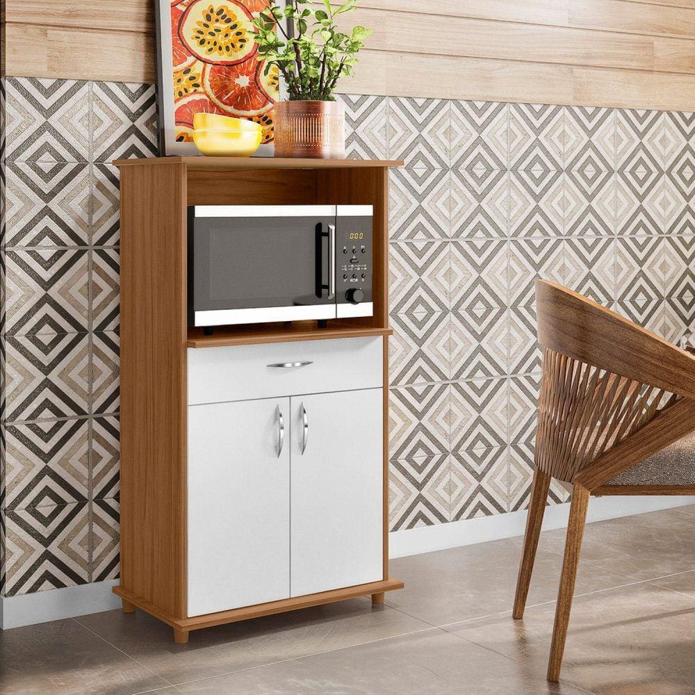 Balcão Multuso para Forno e Microondas 2 Portas NT 3070 Freijo Trend/Branco New