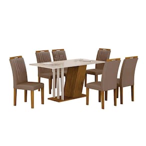 Conjunto Sala de Jantar com 6 Cadeiras Miami  Yescasa Freijo/Off/Off/Camurça
