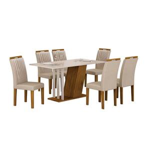 Conjunto Sala de Jantar com 6 Cadeiras Miami Yescasa Freijó/Off