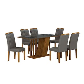 Conjunto Sala de Jantar com 6 Cadeiras Miami Yescasa Freijo/Cinza/Cinza