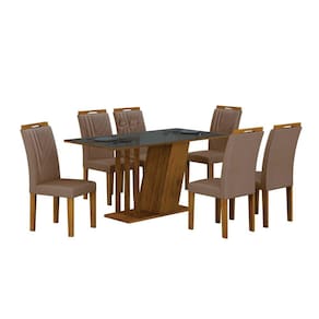 Conjunto Sala de Jantar com 6 Cadeiras Miami Yescasa Freijo/Cinza/Camurça