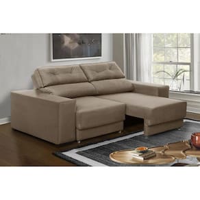 Sofá Retrátil 1,80m 3 Lugares Nubia Suede Capuccino  Madelina Decor
