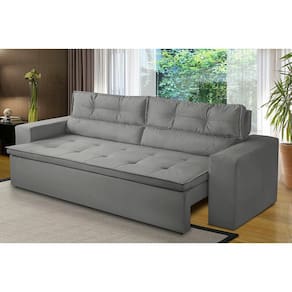 Sofá Retrátil e Reclinável 2 lugares com Molas 2,00m Veronica Suede Cinza Madelina