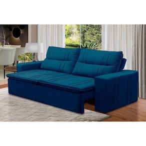 Sofá Retrátil e Reclinável 2 lugares com Molas 1,80m Eloa Suede Azul Madelina