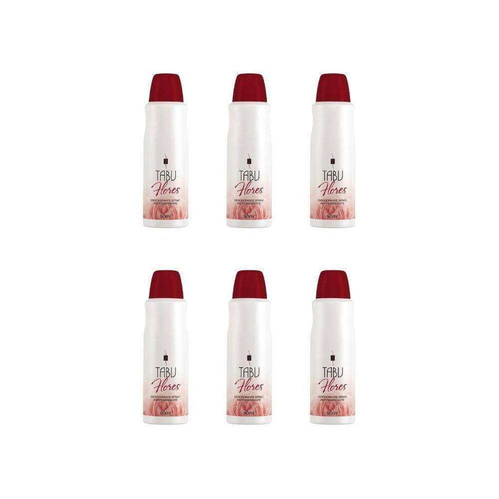 Desodorante Spray Tabu Flores 90Ml - Kit Com 6Un