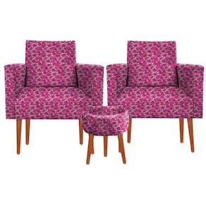 Kit 02 Poltronas Luxo Decorativas Nina E Puff Suede A6