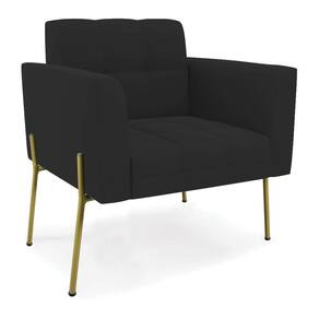 Poltrona Pé de Ferro Dourado para Sala Elisa Veludo Preto D03 - D`Rossi