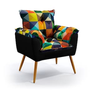 Poltrona Beta / Sued Estampado Vermelho com Preto