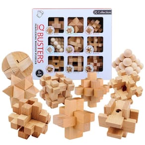 Conjunto de 9 peças de quebra-cabeça de madeira HMANE Kong Ming Lock Toy
