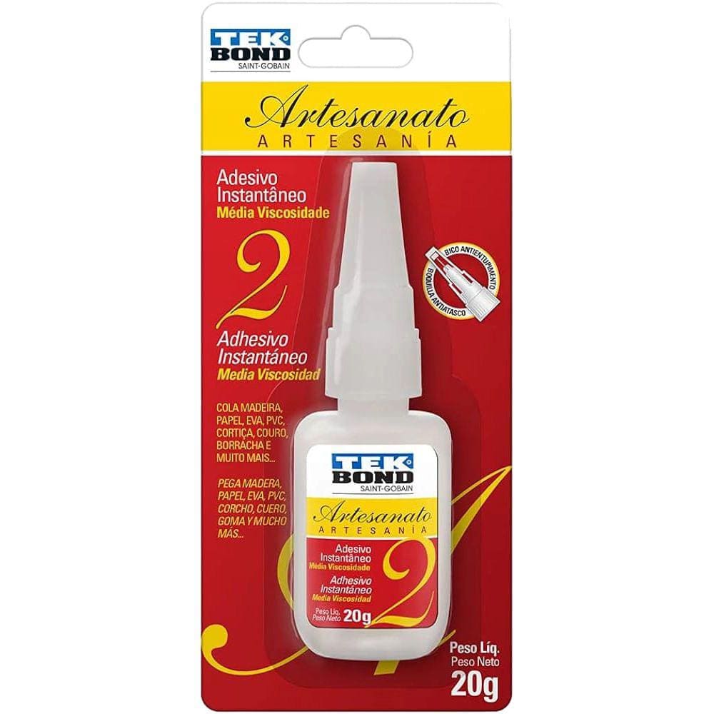 Cola Adesiva Instantâneo para Artesanato Tekbond N° 2 20g