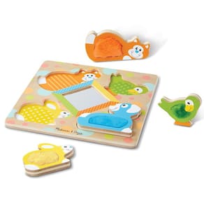 Quebra-cabeça Melissa e Doug jogam pela primeira vez animais de estimação Peek-a-Boo com espelho