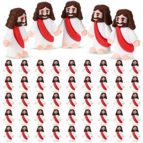 Mini estatueta de borracha de Jesus Sumind, 50 peças de lembrancinhas para a festa de Páscoa