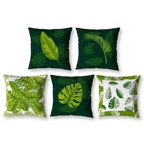 Kit 5 Almofadas Cheias 40Cm X 40Cm Estampadas Folhas