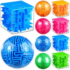 Conjunto de quebra-cabeças Sratte 8 peças de bola de labirinto 3D com 4 labirintos portadores de dinheiro