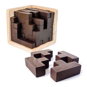 Brinquedo de quebra-cabeça em forma de T de madeira Brain Teaser Cube AHYUAN