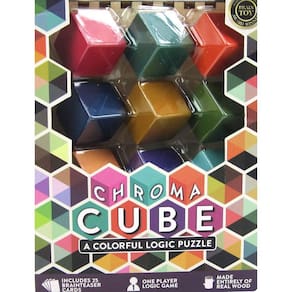Puzzle lógico Project Genius Chroma Cube com 12 blocos de madeira