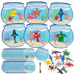 Cartões de Dia dos Namorados Oriental Cherry, pacote de 36 com 12 brinquedos marinhos