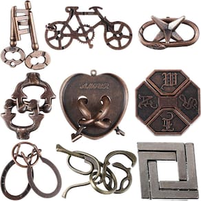 Quebra-cabeças de metal Wettarn, 9 peças de quebra-cabeças para adultos, clássico