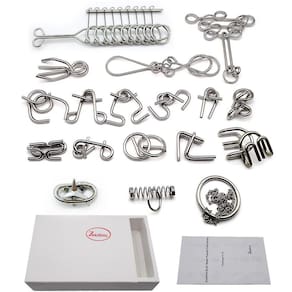 Metal Brain Puzzles Teasers IQ Toys Zooshine 18 Sets
