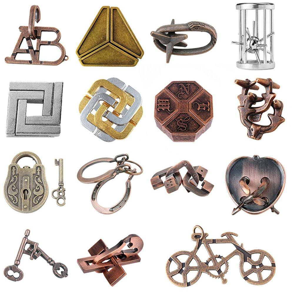 Quebra-cabeças Brain Teaser Metal Wire Joyeee, 15 unidades para todas as idades