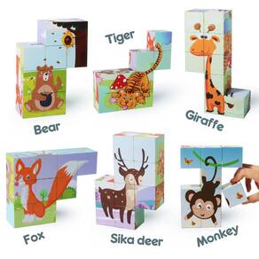 Blocos de cubos magnéticos TOKBLOK Wild Animals Puzzle, 9 unidades, mais de 3 anos