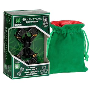 Puzzle Hanayama BPuzzled Chain de nível 6 com bolsa de veludo verde