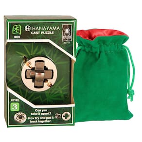Puzzle HEX Hanayama de nível 3 de dificuldade com bolsa de armazenamento