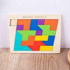 Quebra-cabeça de blocos de madeira Brain Teasers Toy Tangram para crianças