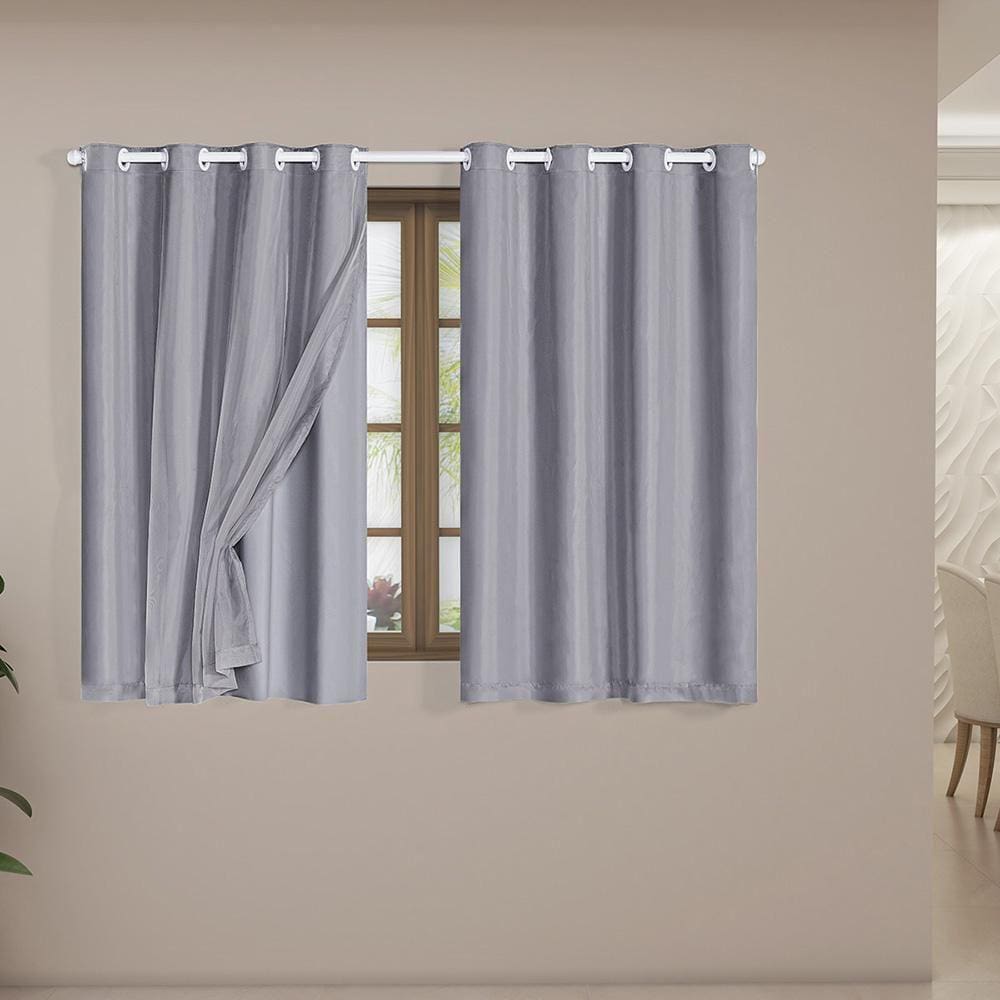 Cortina Blackout Voil 2,00,X1,40 Corta Luz Sala Cinza