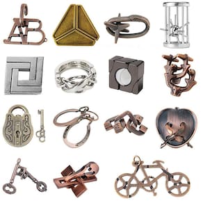 Brinquedo de quebra-cabeça RoseFlower IQ Test Brain Teaser Metal 15 unidades