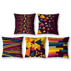 Kit 5 Capas De Almofada 40Cm X 40Cm Estampadas Pastilhas