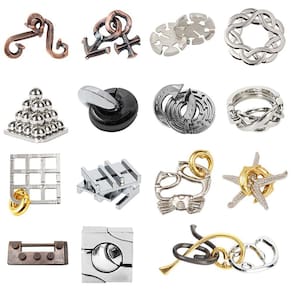 Brinquedo de quebra-cabeça RoseFlower IQ Test Brain Teaser Metal Wire x15