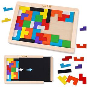 Quebra-cabeças de blocos de madeira Brain Teasers Toy Tangram Jigsaw 40 unidades
