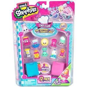 Toy Shopkins, 6ª temporada, pacote com 12 e 2 livros de culinária para crianças