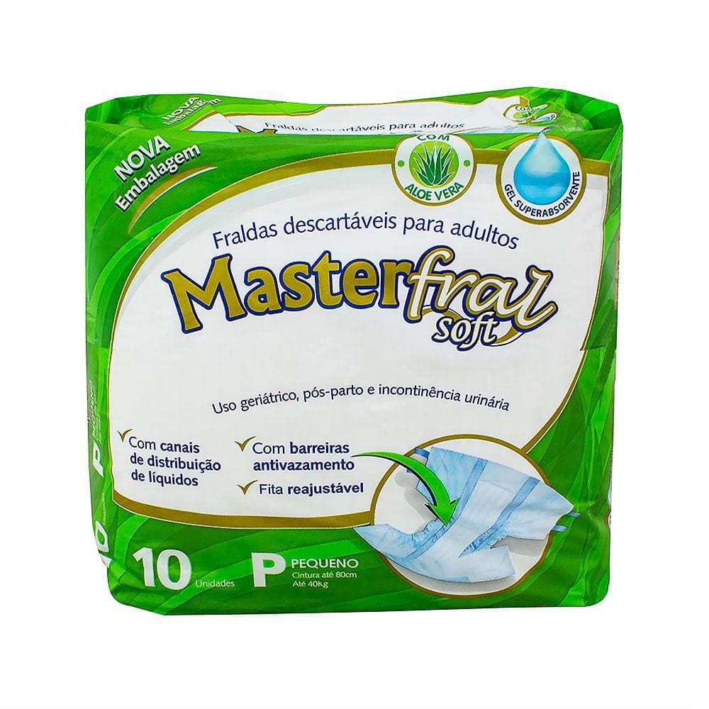 Fralda Geriátrica Masterfral Soft Tamanho P com 10 Unidades