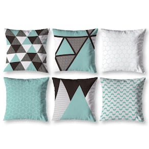 Kit 6 Capas De Almofada 40Cm X 40Cm Estampadas Geo Verde