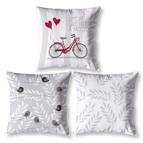 Kit 3 Almofadas Cheias 40X40 Estampadas Vintage Bike Branco