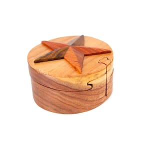 Puzzle Box Star All l Wood Intarsia Artesanato