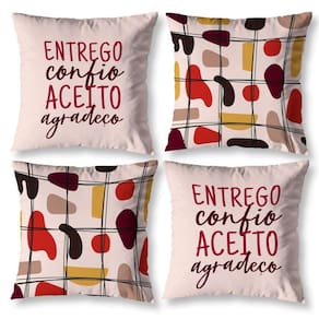 Kit 4 Capas De Almofada Sala 40Cm X 40Cm Estampadas Gratidão
