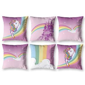 Kit 6 Almofadas Cheias Infantil 40 X 40 Zíper Unicornio 2