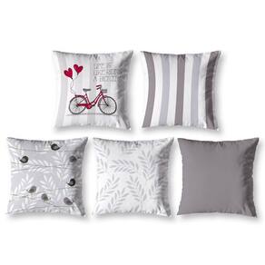 Kit 5 Capas De Almofada 40X40 Estampadas Vintage Bike Branco